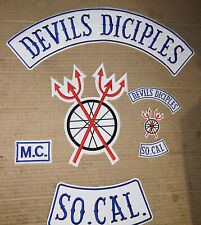 JUMBO DEVILS DICIPLES MC BIKER VEST EMBROIDERED (7) piece PATCH SET-USA SHIPPING picture