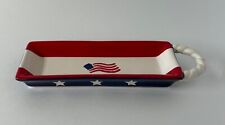 Patriotic Hand Painted American Flag Ceramic Trinket Dish Russ Berrie & Co. picture