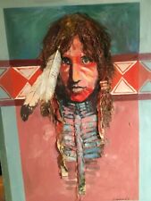 Original Painting with Original Texture and Feathers of Native American. picture