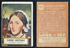 FLORENCE NIGHTINGALE LOOK 'N SEE - 1952 TOPPS # 111 - NICE 70+ YEARS OLD picture