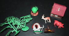 Vtg Plastic Animal Lot Cottage Chief Campfire Trees Train Doll House   -G^ picture