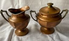 Vintage Copper Sugar Bowl and Creamer Set picture