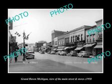 OLD LARGE HISTORIC PHOTO OF GRAND HAVEN MICHIGAN THE MAIN STREET & STORES c1950 picture