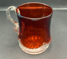 Vintage Ruby Flash Glass Teacup Clear Bottom picture