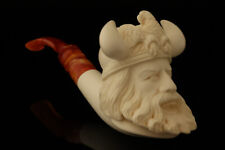 srv - Cheering Viking Block Meerschaum Pipe with fitted case 15178 picture