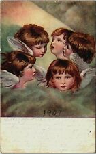 c1900s HEADS OF ANGELS Children Postcard Sir Joshua Reynolds Color Posted Stamp picture