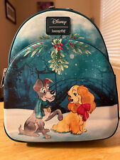 Loungefly Disney Lady And The Tramp Christmas Holiday Mistletoe Mini Backpack picture