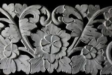 Balinese Lotus Architectural Panel Carved wood Whitewash Bali Art Wall picture