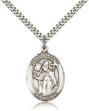 Saint Boniface Medal For Men - .925 Sterling Silver Necklace On 24 Chain - 3... picture