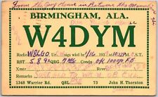 1937 QSL Radio Card Code W4DYM Birmingham AL Amateur Station Posted Postcard picture