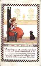 Flora White Pussy Cat Pussy Cat Nursery Rhyme c1910 Vintage Postcard picture