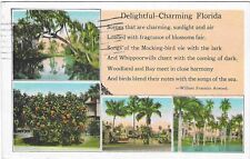 Vintage Florida Linen Postcard Delightful Charming Poem Multi Views picture