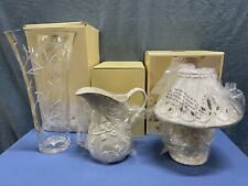 New In Box Lot of 3 Lenox Opal Crystal Vase Candle Lamp Ivy Cottage Pitcher picture