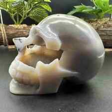 435g natural agate geode hand carved skull quartz crystal healing decor picture