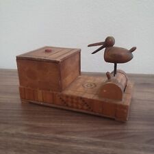 Vintage Occupied Japan Wood Marquetry Mechanical Bank 7x5in picture