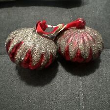 Hand Blown Red Mercury Glass-type Onion Shape Ornament with Glitter Pottery Barn picture