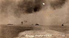 Antique RPPC Postcard WWI Convoy during Attack World War 1 Photo WW1 Ships Water picture