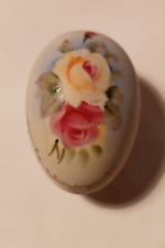Lefton Egg Covered Candy Dish Floral Porcelain Bisque Japan 4in vintage picture
