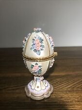 Sankyo Japan Faberge Egg Music Jewelry Box Roses Trinket Box WORKING picture