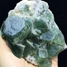 308g Spectacular Translucent Deep Green Cubic Fluorite Crystal Mineral  picture