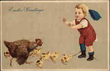 Easter Children Chicks Rooster Embossed c1910s Postcard picture