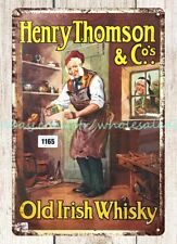 1900s Henry Thomson Co Old Irish Whisky, Newry Ireland metal tin sign decoration picture