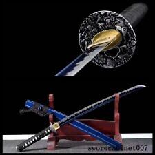 Fully Bluek Japanese Samurai Sword 1095 Carbon Steel Full Tang Wakizashi Sharp picture
