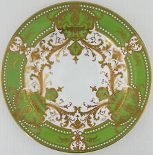 8 Antique Wedgwood Green Gilded Dinner Plates picture