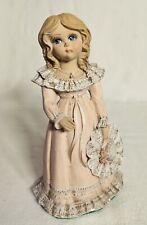 Vintage Victorian Girl In Pink Dress Holding Hat Figurine  picture
