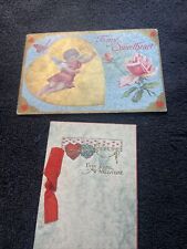 Antique valentine postcards Early To Mid 1900s + Stamps See Pics  PE1619 picture