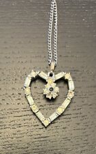 Vintage Stanhope Cross Heart Silver Tone Rhinestone Lord's Prayer Necklace picture
