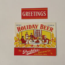 Peoples Holiday Beer Label with Greetings Neck Oshkosh WI picture