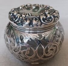 Rare La Pierre Silver Overlay Powder Jar with Sterling Lid picture