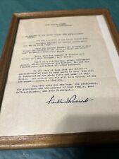 Framed Letter From The White House From Franklin Roosevelt picture