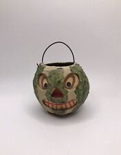 Vintage German Melon JOL Paper Insert Scary Face Pail Mini Rare Halloween Old picture