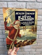 RARE Vintage Early 1900s Milks Emulsion Medicine Advertising Sign Christmas picture