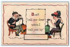 c1910's Ugly Man Telephone Don't Call Me Down When I Call You Up Postcard picture