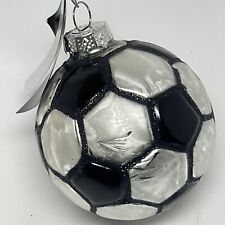 New Glass Christmas Ornament Soccer ball Black White boys girls gift x-mas ^*+ picture