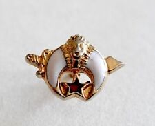 Shriners Lapel Hat Pin Masonic Society White Red Enamel Gold Tone Tiny Vintage picture