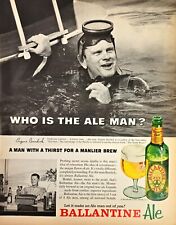 1963 Ballantine Ale Bottle Scuba Diver Boat Vintage Print Ad Color 10
