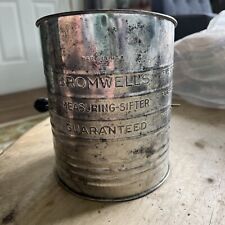 Vintage Bromwells 5 Cup Measuring Sifter Black Wooden Crank Handle Flour Metal picture
