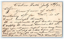 1883 DS Sitzen Waverly Iowa IA Cedar Falls Iowa IA Posted Antique Postal Card picture