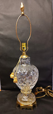 Vintage Brilliant Thick Cut Crystal & Brass Heavy Table Lamp Clear 3 Way Switch picture
