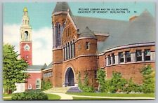 Burlington Vermont University Of VT Billings Library Linen UNP Postcard picture
