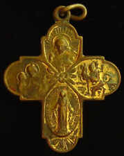 Vintage Four Way Cross Medal Religious Holy Catholic picture
