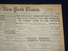 1917 DECEMBER 28 NEW YORK TIMES - TEUTON PEACE TERMS OFFERED TO ALL - NT 8264 picture
