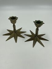 Vintage Brass Candle Sticks 8 Point Star  picture