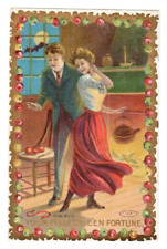 Antique Halloween Postcard M.W. Taggart  1909 Bat Lovers Apples Lovers picture