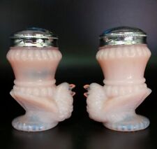 Vintage Degenhart Translucent Opalescent Pink Glass Birds Salt & Pepper Shakers picture