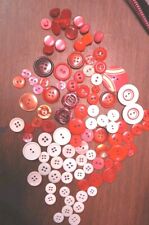 100 Various Vintage Plastic Red And White Buttons In All Sizes picture